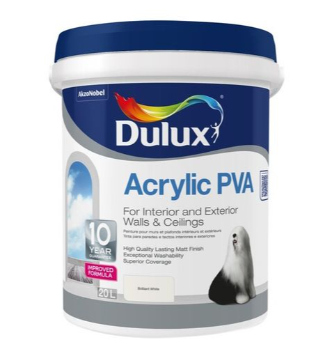 Dulux Acrylic PVA – Brilliant White (20L)