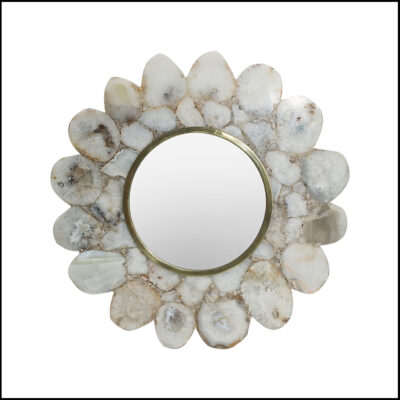 White agate flower mirror