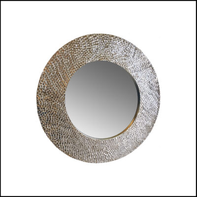 Round dented silver boroc mirror