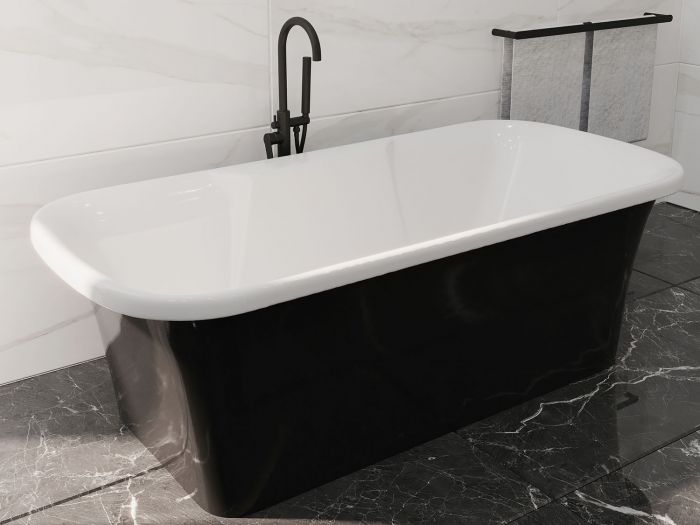 Vogue Black & White Seamless Freestanding Bath – 1700 x 798mm