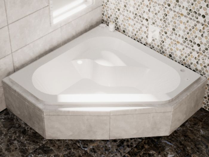 Piazza White Luxury Spa Built-in Corner Bath – 1350 x 1350 x 1900mm