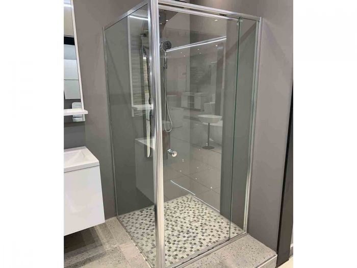 CrystalTech Pivot & Panel Silver Shower Enclosure Combo – CTE8090 – 900 x 900 x 1850mm