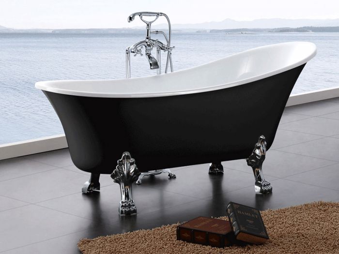 Vittoria Black & White Freestanding Slipper Bath – 1550 x 750mm