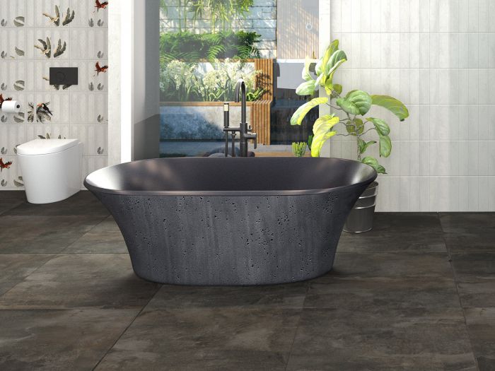 Aequitas Black Sandblasted Freestanding Bath – 1620 x 810mm